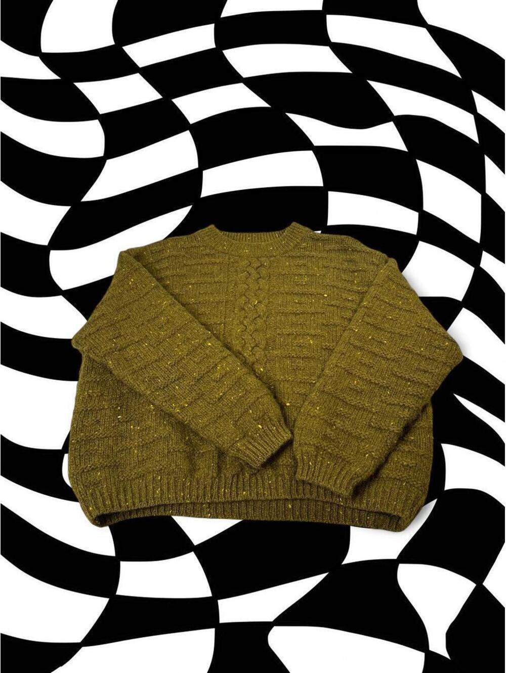 Sisley Olive Green Cable Knit Sweater